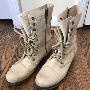 Steve Madden white combat boots